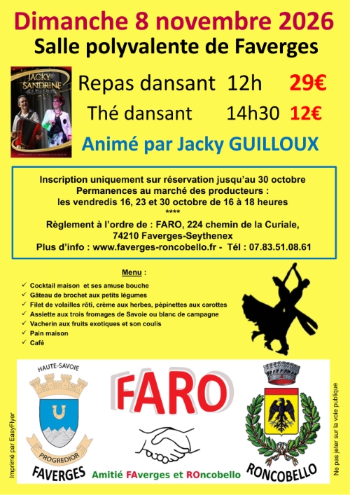 Affiche repas dansant FARO 2026
